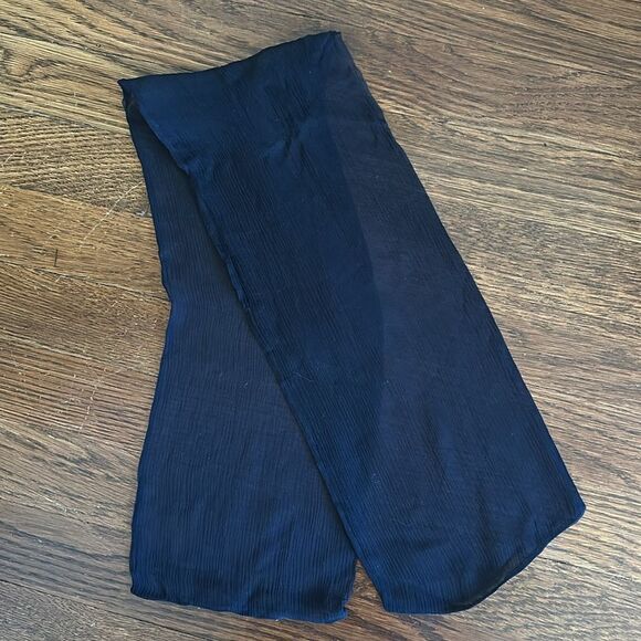 Vintage black semi sheer double layer polyester neck scarf - Picture 3 of 4